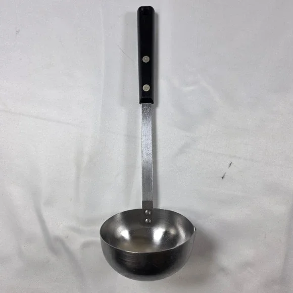 Ekco Forge Stainless Steel Ladle Black Handle Pour Spout Vintage USA Made