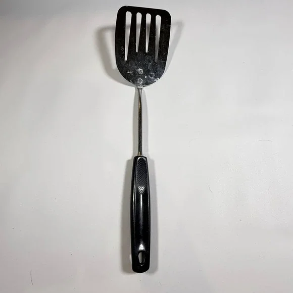 VTG Foley USA Spatula Four Slotted‎ Turner Kitchen Tool Silver Black Chrome 12