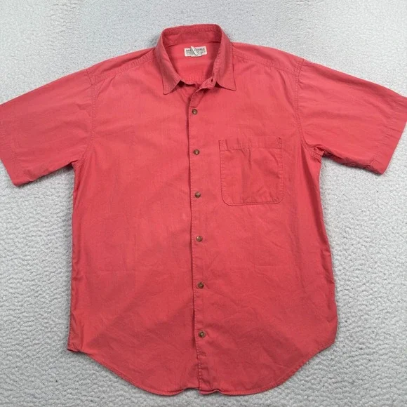 Banana Republic Safari & Travel Clothing Co‎ Shirt Men M Button Up S/S Coral VTG