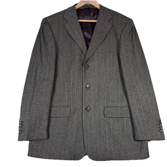 Banana Republic Jacket Pinstripe 3 button‎ Wool Twill Blazer Made in Italy 42R