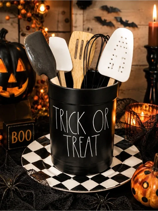 Rae Dunn Halloween Trick or Treat‎ Ceramic Utensil Holder