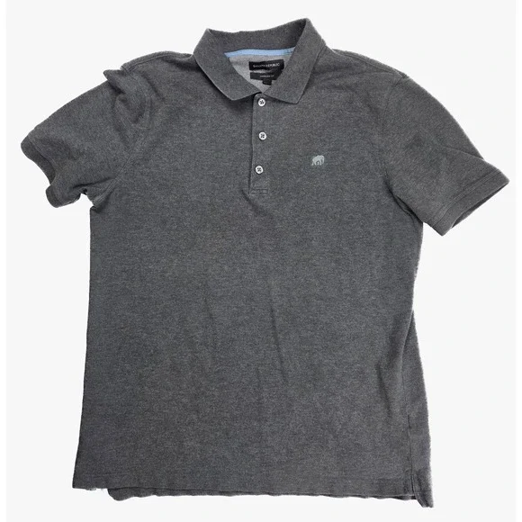 Banana Republic Standard Fit Gray Short Sleeve Button‎ Polo Shirt Mens L