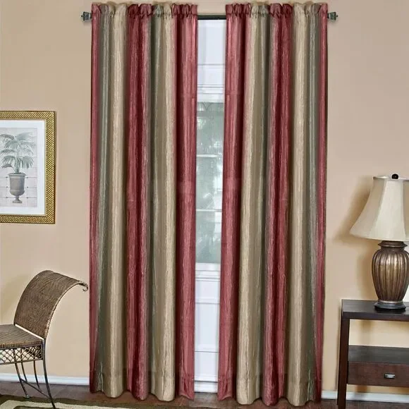 Achim Home Furnishing: Ombre Burgundy Striped Modern Window Curtain Panel : 50