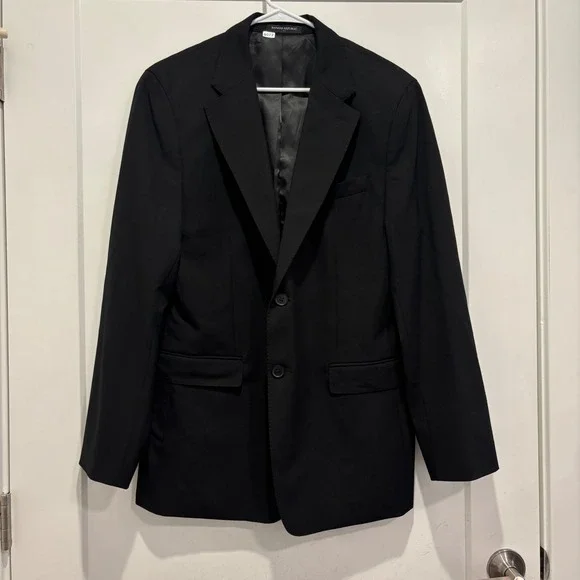 Banana Republic Mens 42R Black Tailored Fit Two Button Blazer Jacket Stretch