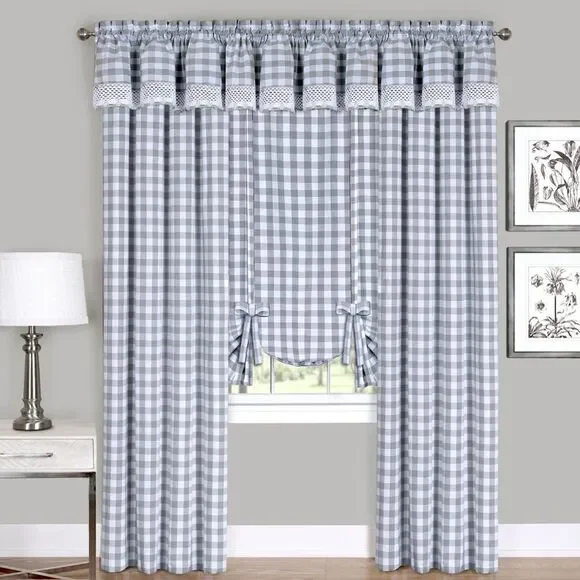 Achim Home Furnishing: Buffalo Gray Plaid Modern Window Curtain Panel : 42