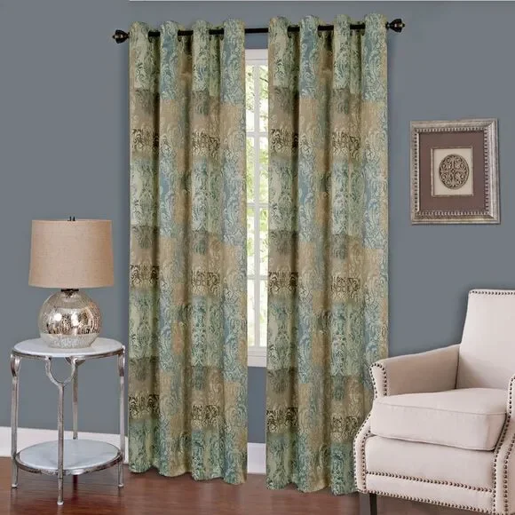 Woven Trends Vogue Vintage Style Room Darkening Curtains, Grommet Top Curtains