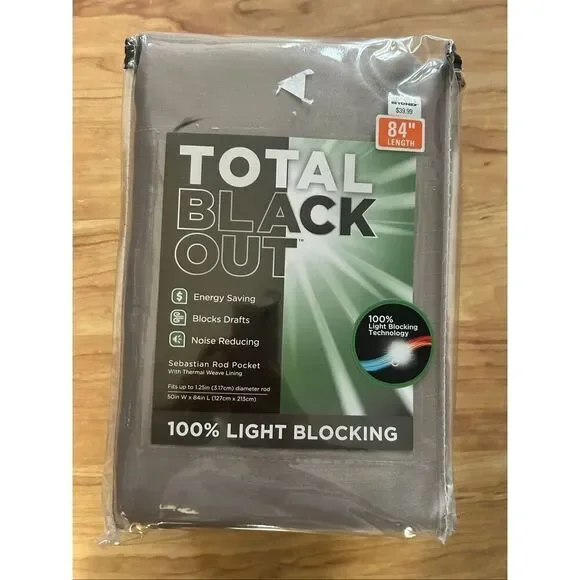 Total blackout curtain gray color 84 inch noise blocking and energy saving NEW
