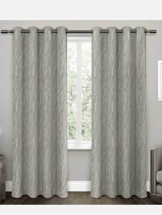 Exclusive Home Forest Hill Set of 2 Ash Grey 52 X 84 Curtain Panels, Linen Look