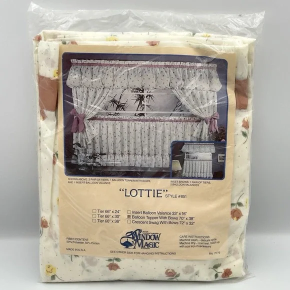 Vintage‎ Window Magic Lottie Floral Balloon Topper W Bows Curtains NIP USA