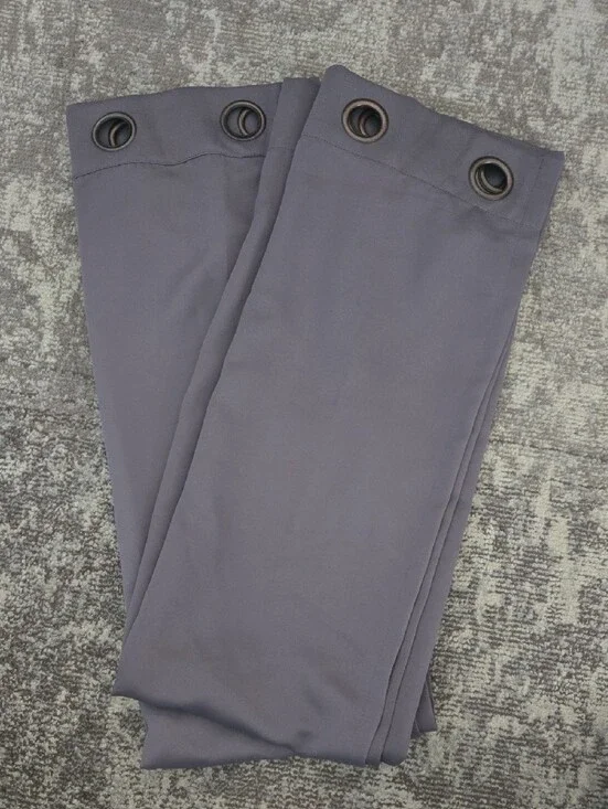 TWO Gray Black-Out Curtain Panels