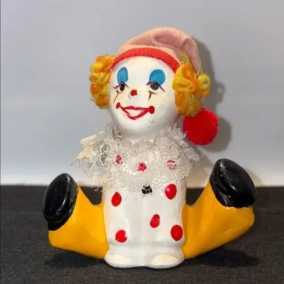 Vintage Yellow and Red Clown Decor Accent