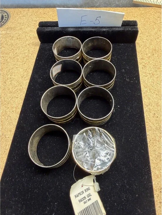 7 Vintage Napkin Rings Gold Band 94005 GSL Table Decor Lot Storage E-5