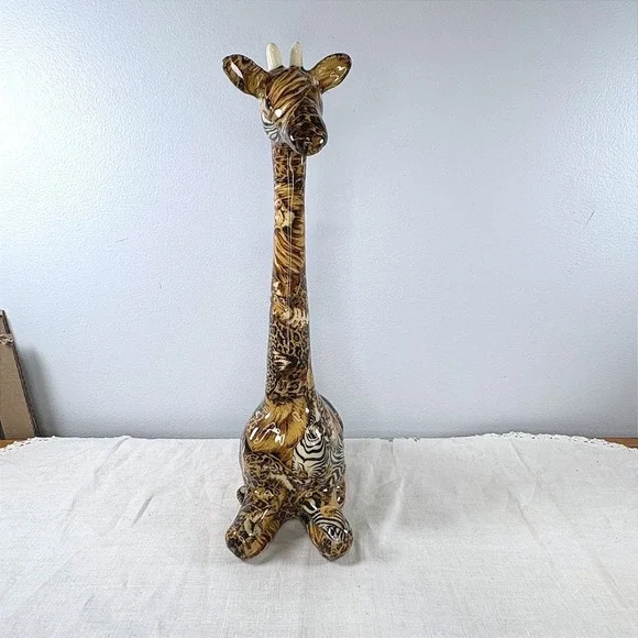 Vintage JBD Patchworks Mixed Animal Print Ceramic Giraffe Figurine
