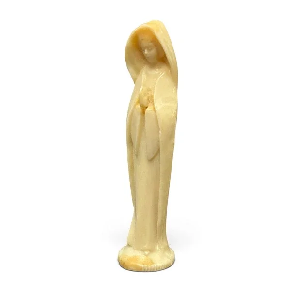 Vintage Carved Plastic Figurine Virgin Mary Madonna Hong Kong 2.5