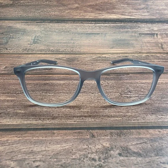 Nike 5019 035 Matte Grey Rectangular Eyeglass Frames 47-15-130 Teal Swoosh‎ Logo