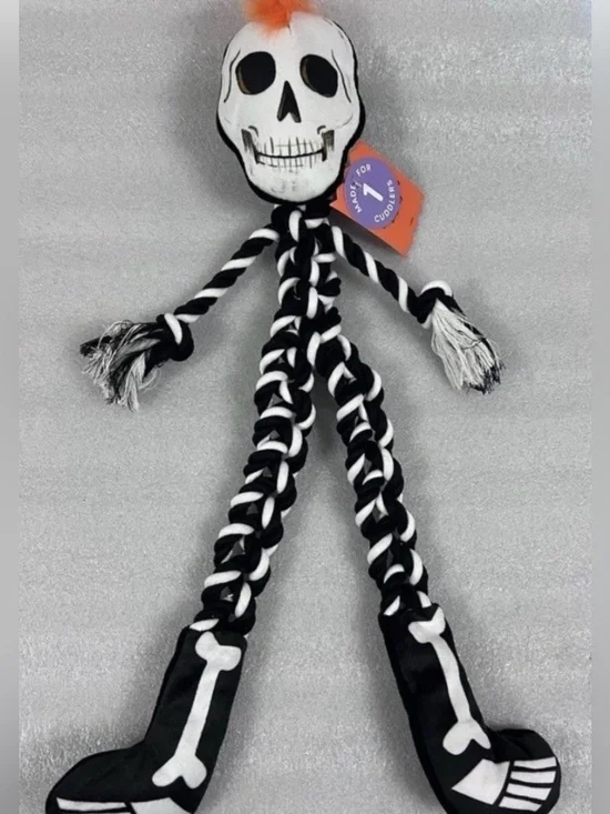 Halloween Skeleton Dog Rope Plush Toy 23” Boots & Barkley