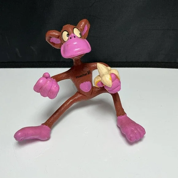 VINTAGE 1970s German Hoechst AG Promo Bendy Monkey Toy Figure Pink Face Banana