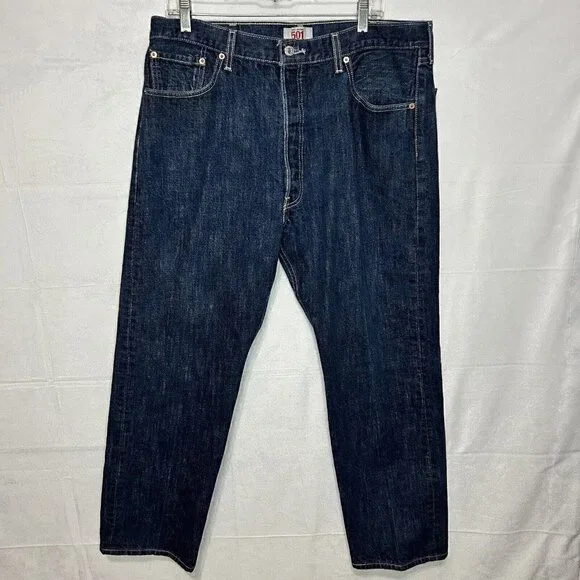 Levis 501 Jeans Regular Button Fly Straight Leg Denim Tag: 40x32 Actual: 38x30