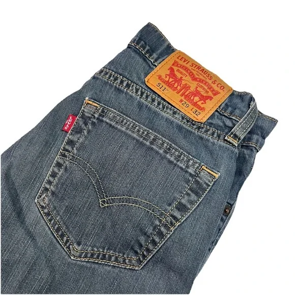 Levi's 511 ‎ Jeans Skinny Straight Leg Men's Navy Blue Denim Pants 29x32