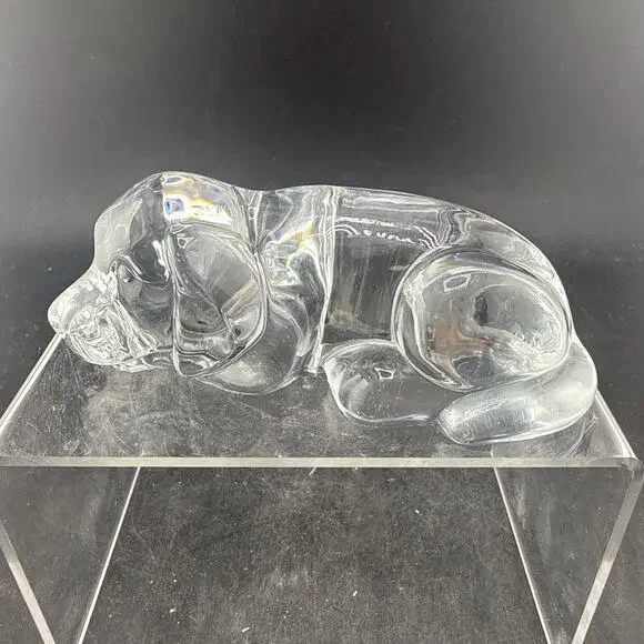 Vintage Princess House 24% Lead Crystal Sleeping Puppy Paperweight