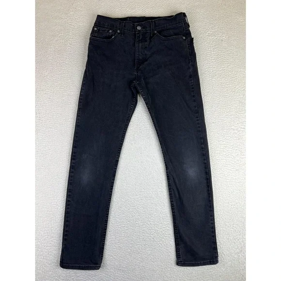 Levis 502 Mens 30x32 Black Regular Tapered‎ Stretch Denim Jeans Dark Wash