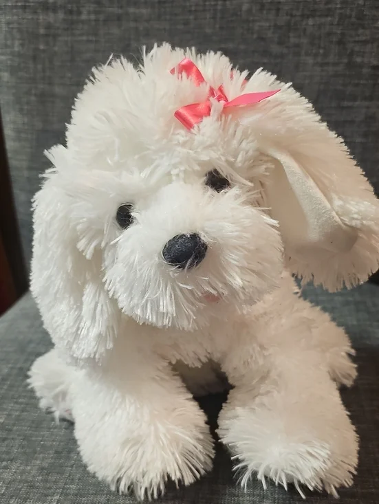Victoria's Secret Vintage 2004 Molly . White Plush Puppy with Pink Bow
