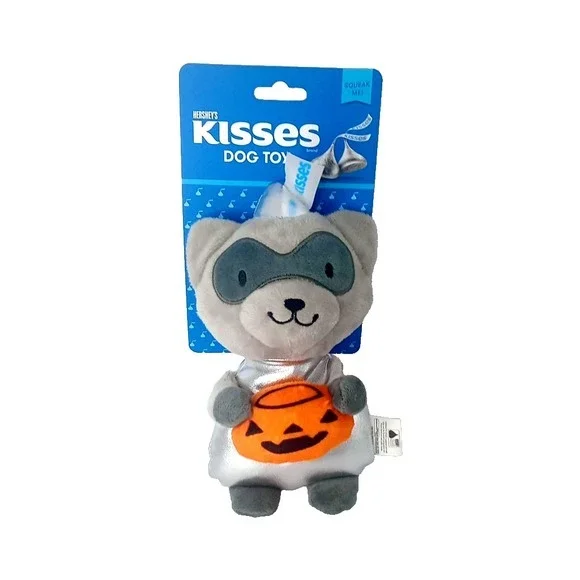 Hershey's Kisses Raccoon Stuffed Squeaky‎ Dog Puppy Toy Crinkle Halloween NWT