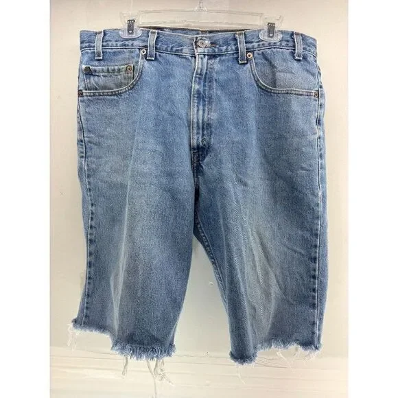 Vintage‎ Levis Mens 550 Relaxed Fit Denim Shorts Light Wash Size 36x34 2001 Y2K