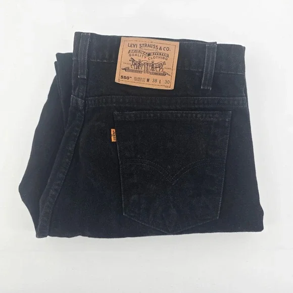 Vintage Levis 550 Relaxed Fit Tapered Orange Tab Black Jeans 38x30 40550-4159