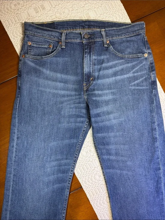Men's Levi 505 Classic Blue Denim Jeans - Mid Wash