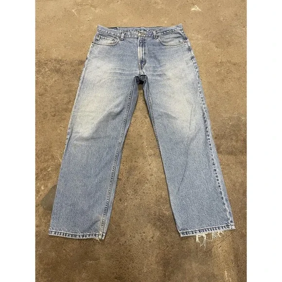 Levis 550‎ Jeans Mens 36x30 Light Wash Blue Relaxed Tapered Zip Fly Distressed