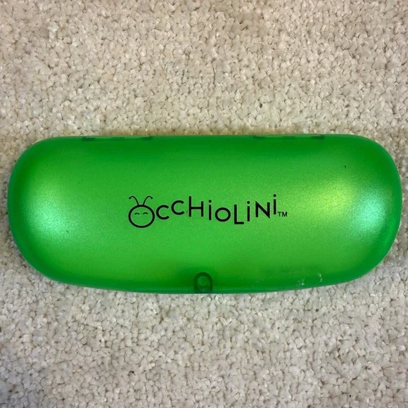 Occholini Kids Bright Green Hard‎ Shell Eyeglass Case Protective Carrying Pouch