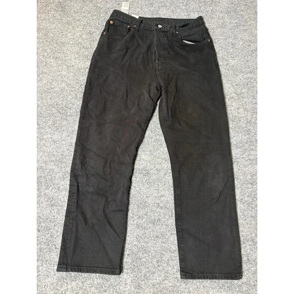 Levi's 501 Jeans Mens 29x26 Black Straight Regular Fit Dark Wash Denim