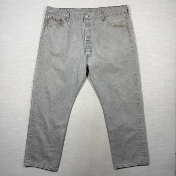 Levis 501xx Jeans Mens 44x32 (Fits 41X29)‎ Straight Gray Selvedge Stained