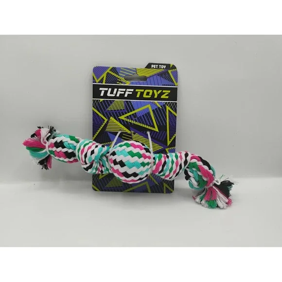 Tuff Toyz Rope Toy Dog Small Multicolor New Braided Knotted Ball Pet Toy