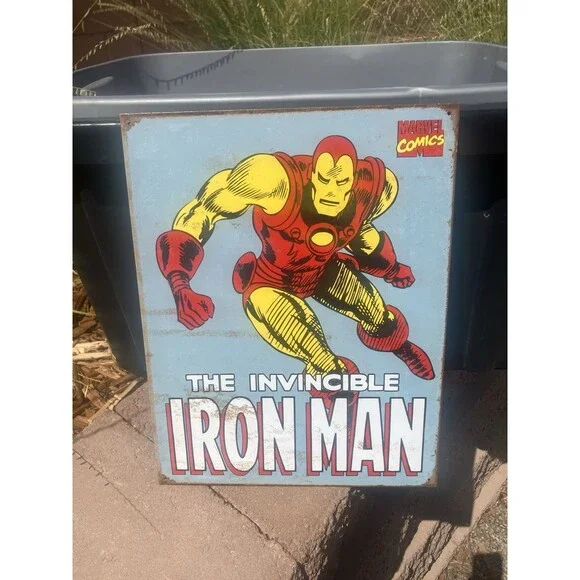 Marvel Invincible Iron Man Retro Metal Tin 16”x12” 2009 Desperate Ent