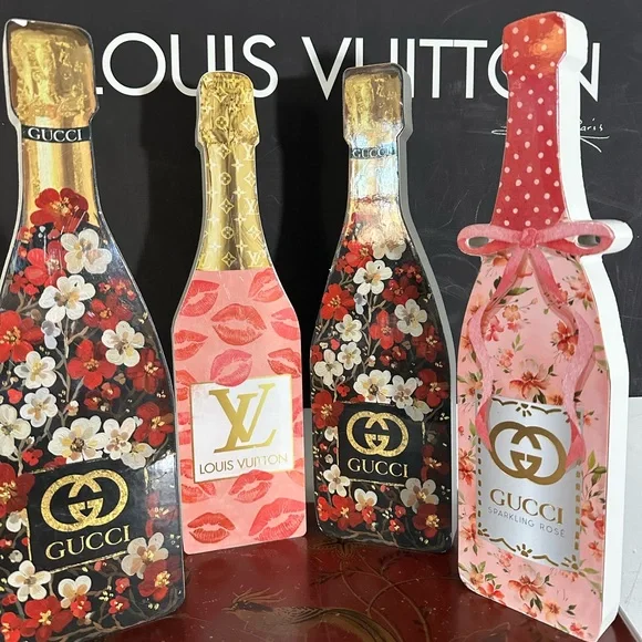 🆕Bundle of 4 Gucci & LV Wooden Decor Signs