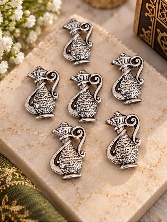 Antique-Style Silver Pitcher Charms – Set of 7