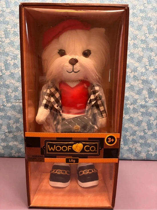 Lily Plush Dog Toy in White and Red Outfit