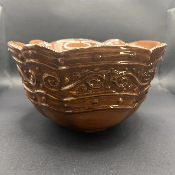 Celebrating Home Stoneware Collection Medium Bowl Brown Glaze Venetian Spice
