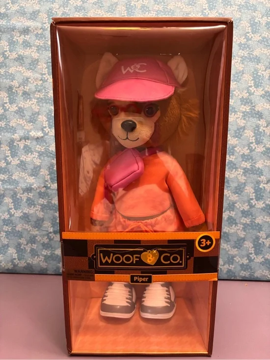 Piper Plush Dog Toy in Pink and Orange