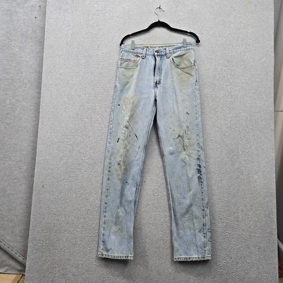 VINTAGE Levi's 505 Men Jeans 31X32 Light Blue Denim Regular Straight READ