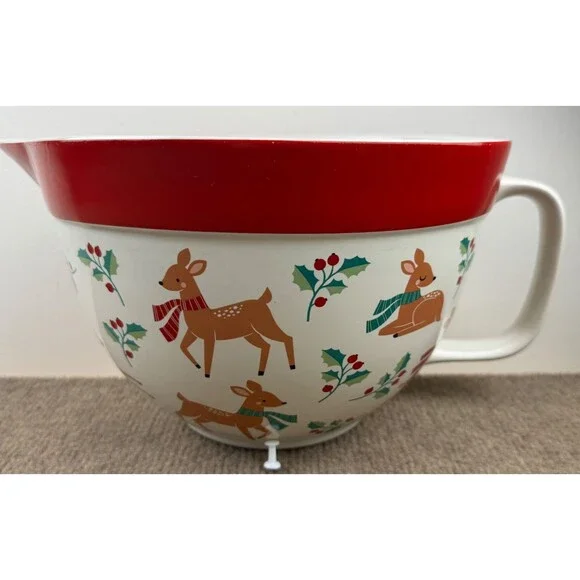 The Bakeshop By MasterClass Reindeer And Holy 3qt Ceramic Mixing Bowl W/Handle