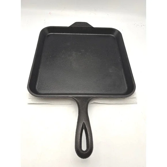Lodge 10.5 Inch Square Cast Iron Griddle Pan 9SGR USA Made Black