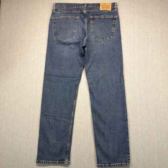 Levis 505 Jeans Mens 36x32 (Fits 34x30) Dark Blue‎ Denim Straight Leg