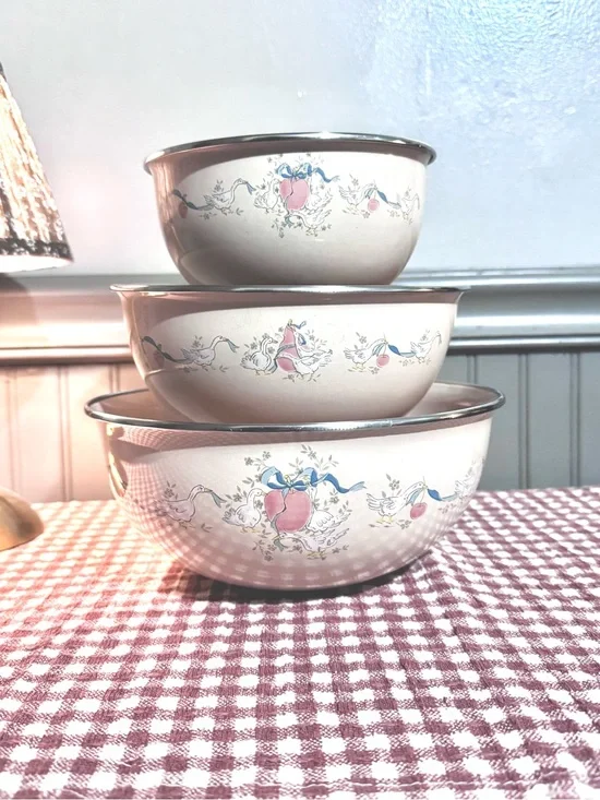Marmalade Goose Enamel Mixing Bowl Set of 3.