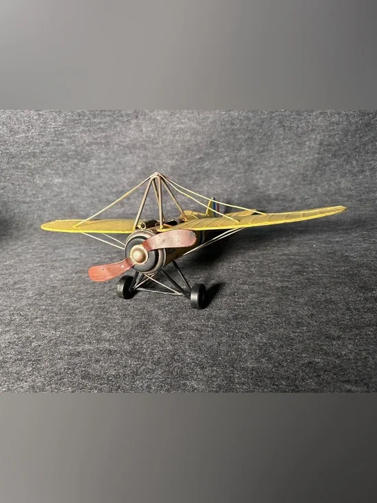 Vintage WWI British RAF Military Yellow Fighter Airplane Model