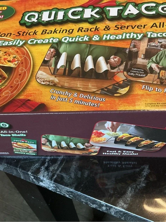 Quick Taco Non-Stick Backing Rack and Server All-in-One with recipe guide