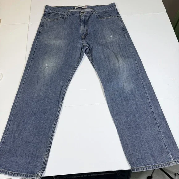 Levi's 505 Mens 38x30 Blue Denim Faded Distressed‎ Low Waist Grunge Relaxed Fit
