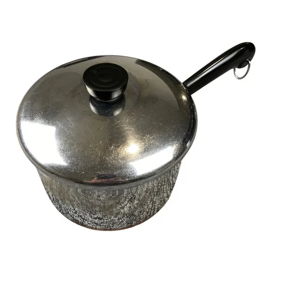 Vintage 1995 Revere Ware 3 Qt Saucepan Copper Clad Bottom Lid Clinton IL USA